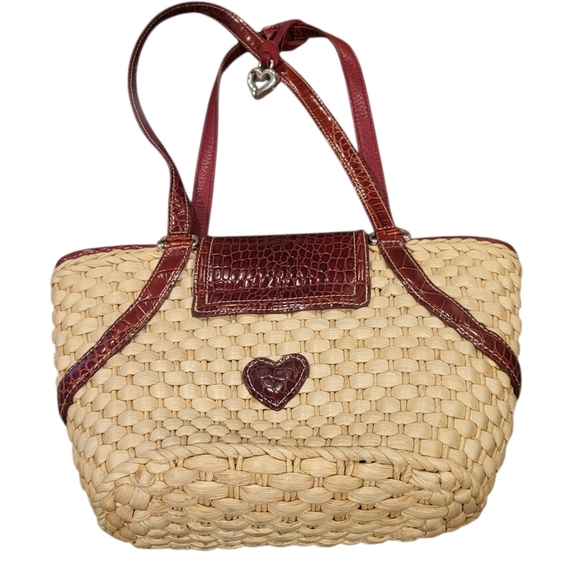 BRIGHTON Woven Straw Shoulder Handbag Purse - Picture 2 of 14